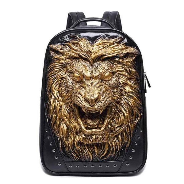 3D Angry Lion Face Unisex Backpack | VaquitaRepublic