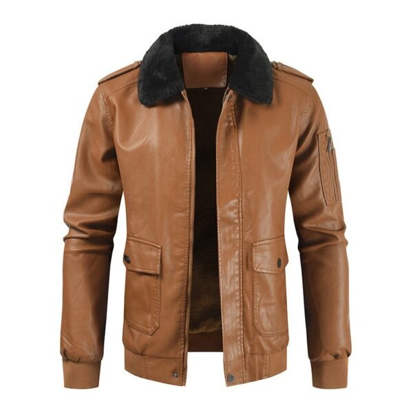 Men's Leather Coat Thickened Medium Length Coat | VaquitaRepublic