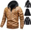 Winter Stand-collar PU Jacket Leather Jacket Men | VaquitaRepublic