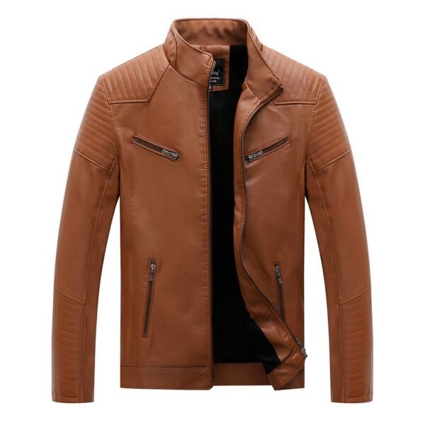 Men's plus velvet PU leather jacket | VaquitaRepublic