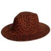 Woolen Leopard Print Top Hat With Flat Brim | VaquitaRepublic