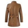 Men's Plus Velvet Casual Stand Collar Leather Trench Coat | VaquitaRepublic