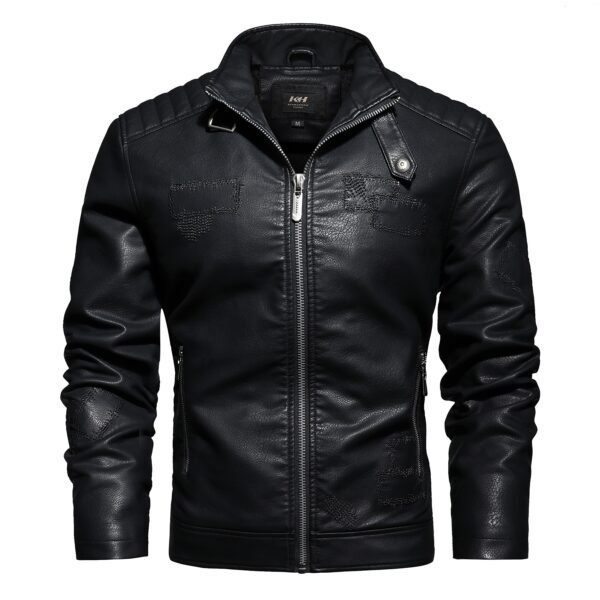 Men's PU leather and velvet patch coat | VaquitaRepublic