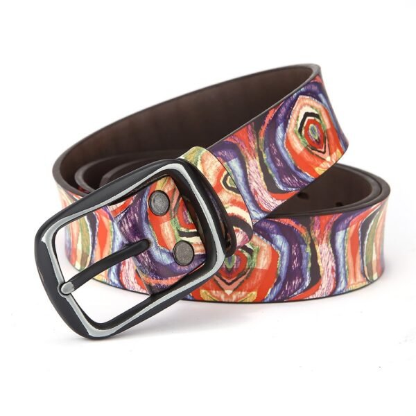 Pure Cowhide Printed Rainbow Graffiti Leather Decorative Belt | VaquitaRepublic