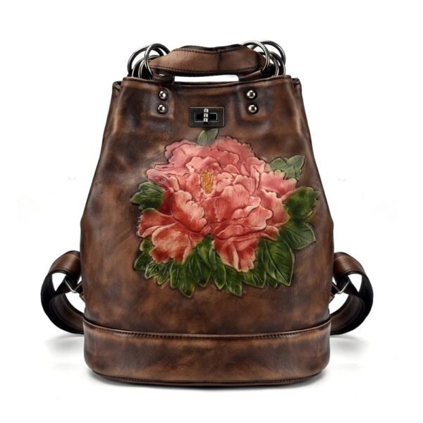 Backpack Women Retro Leather Women Bag Tree Cream Leather Backpack | VaquitaRepublic