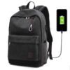 Backpack canvas travel bag external usb charging interface with headphone hole junior high school student bag | VaquitaRepublic