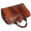 Brown Croc Print Real Leather Duffle Bag For Weekend Traveling | ShopDecimals