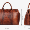 Brown Croc Print Real Leather Duffle Bag For Weekend Traveling | ShopDecimals