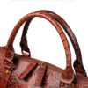 Brown Croc Print Real Leather Duffle Bag For Weekend Traveling | ShopDecimals