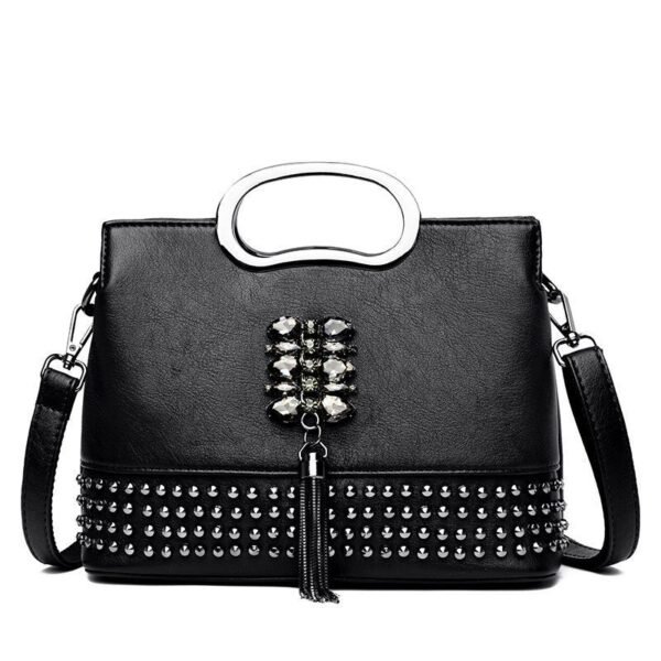 Multi-rivet Portable Fashion Handbag Trendy Tassel Single Shoulder Bag | VaquitaRepublic