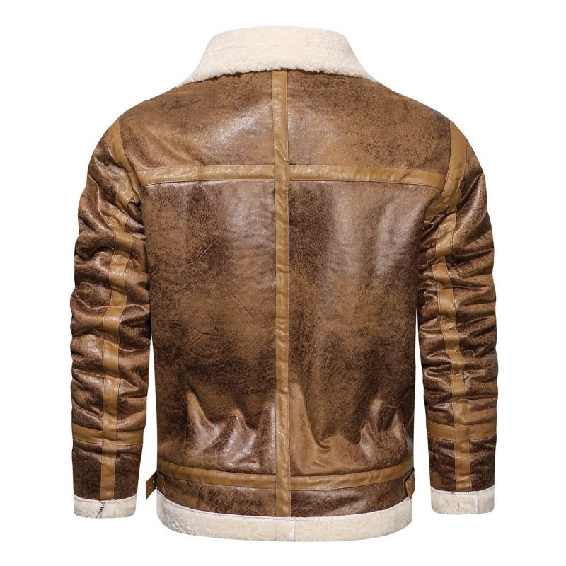 Casual Lapel Faux Fur One-piece Men's Jacket | VaquitaRepublic