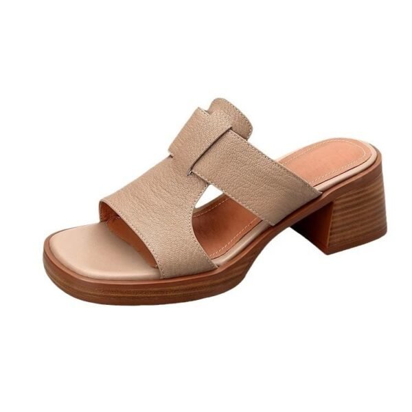 Women's Chunky Heel Summer Fashion Outdoor Soft Leather Waterproof Sandals | VaquitaRepublic