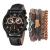 Watch Set Two-eye Belt Quartz Watch Bicycle Punk Bracelet | VaquitaRepublic