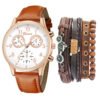 Watch Set Two-eye Belt Quartz Watch Bicycle Punk Bracelet | VaquitaRepublic