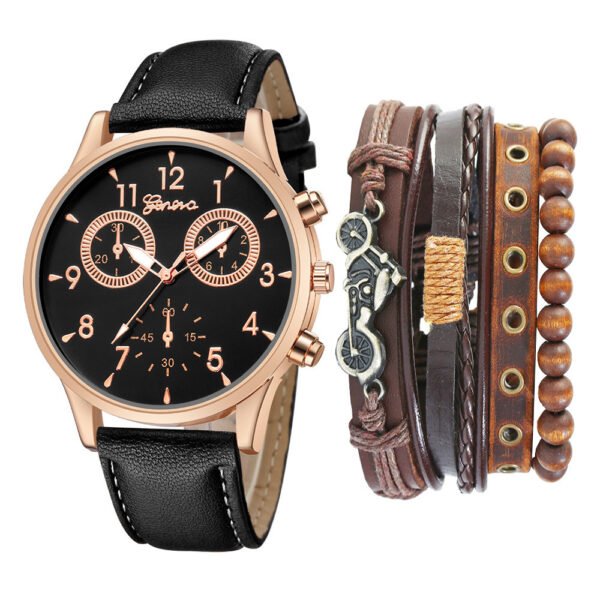 Watch Set Two-eye Belt Quartz Watch Bicycle Punk Bracelet | VaquitaRepublic