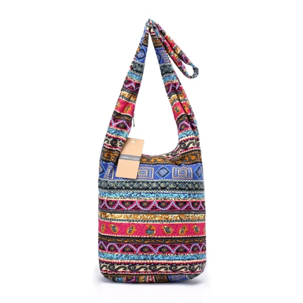 Large Capacity Women Bag Soft Cotton Shoulder Bag Vintage Tribal Hobo Bag Green Sling Chest Bag for Ladies | VaquitaRepublic