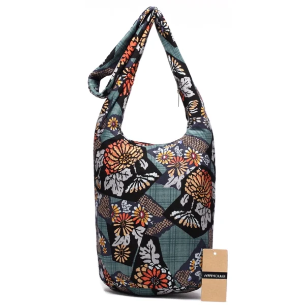 Fashion Women Shoulder Bag Cotton Fabric Sling Shoulder Bag Floral Print Large Capacity Cross-body Messenger Bag | VaquitaRepublic