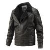 Fall Winter Lapel Men's Plus Velvet Motorcycle Leather Jacket | VaquitaRepublic