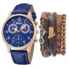 Watch Set Two-eye Belt Quartz Watch Bicycle Punk Bracelet | VaquitaRepublic