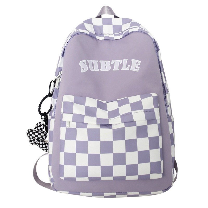 Ins Trendy Cool Plaid Student Backpack | VaquitaRepublic