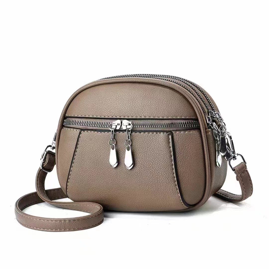 Solid Color Small Round Bag Fashion Multi-pocket Large Capacity Shoulder Crossbody Bags For Women Handbags | VaquitaRepublic