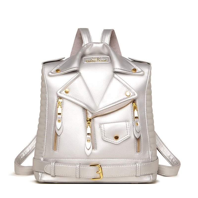 Soft Leather Textured Jacket Trendy Wild Clothes Backpack | VaquitaRepublic