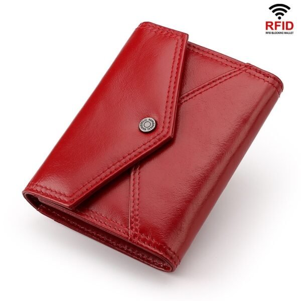 Simple Wallet First Layer Cowhide Buckle RFID Card Package | VaquitaRepublic