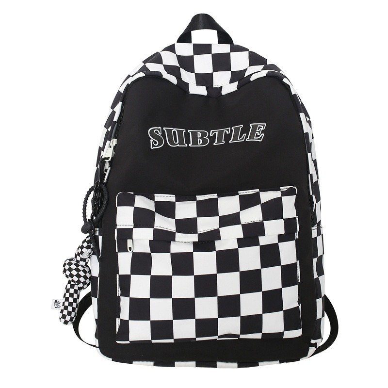 Ins Trendy Cool Plaid Student Backpack | VaquitaRepublic