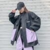 Color Block Jacket Baseball Uniform Women Loose Jacket | VaquitaRepublic