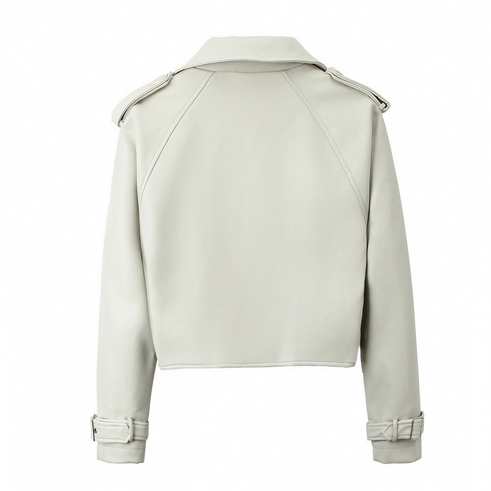 Women's Solid Color Casual Loose Fit Leather Jacket | VaquitaRepublic