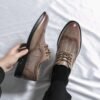 Men's Leather Shoes Breathable Business Formal Wear Round Toe | VaquitaRepublic