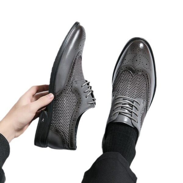 Men's Leather Shoes Breathable Business Formal Wear Round Toe | VaquitaRepublic