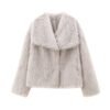 French Style Large Lapel Artificial Fur New Plush Coat | VaquitaRepublic