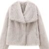 French Style Large Lapel Artificial Fur New Plush Coat | VaquitaRepublic