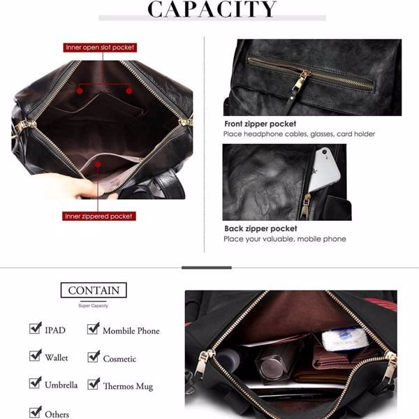 Women's PU Leather Black Backpack | VaquitaRepublic