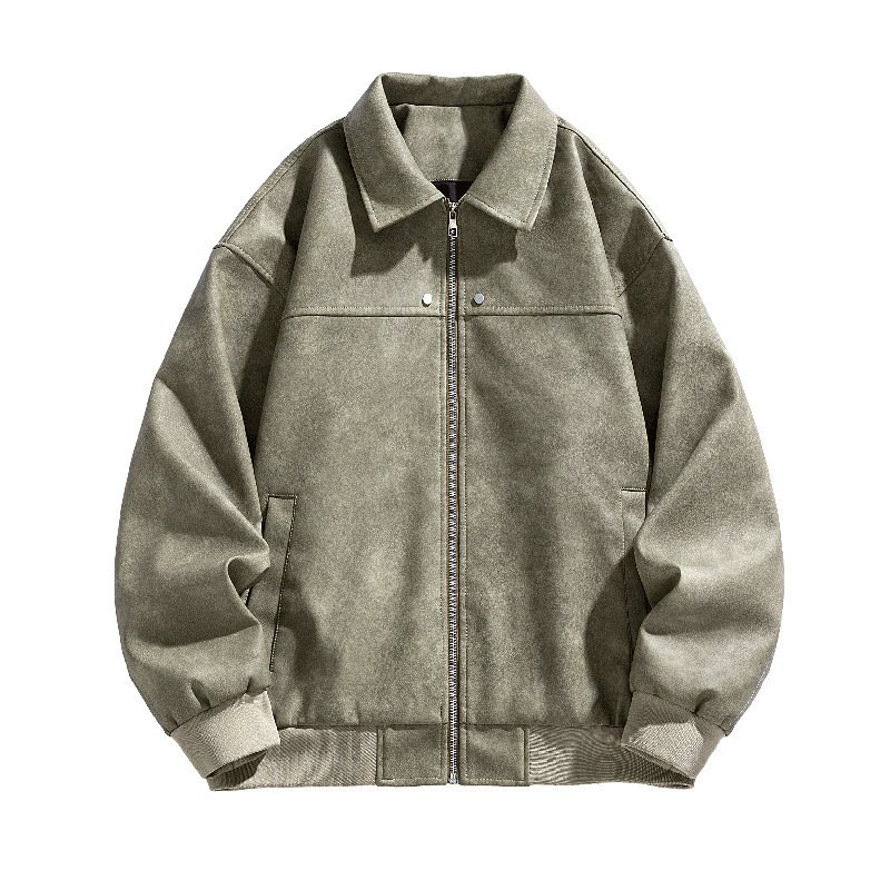 American Suede Fabric Jacket Retro Lapels Leather Coat | VaquitaRepublic