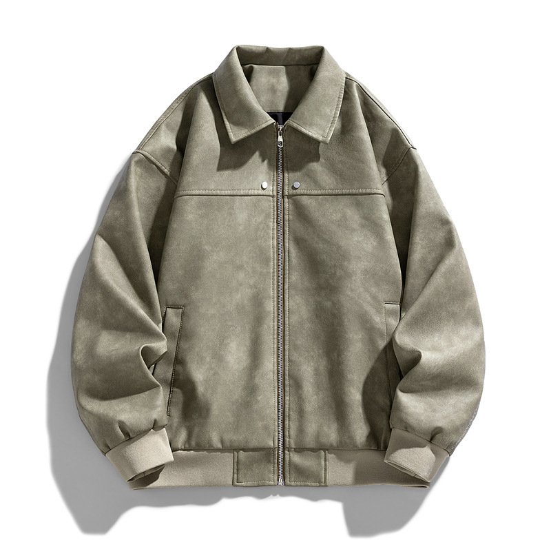 American Suede Fabric Jacket Retro Lapels Leather Coat | VaquitaRepublic