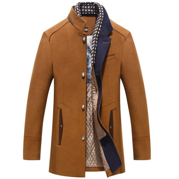 Men's Woolen Coat Thickened Scarf Collar Coat | VaquitaRepublic