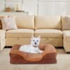Memory Foam Pet Bed, Suitable For Small Dogs And Cats, With Washable And Removable Bedspread, Non-slip Base, Waterproof Padding, Egg Crate Foam, Improved Sleep, Brown, Extra Large | VaquitaRepublic