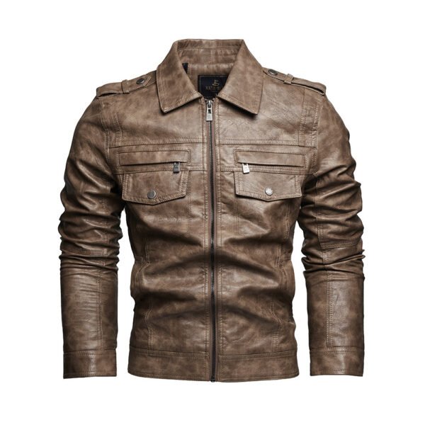 Lapel Fashion Casual Men's Clothing Leather Coat Motorcycle Jacket | VaquitaRepublic