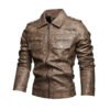 Lapel Fashion Casual Men's Clothing Leather Coat Motorcycle Jacket | VaquitaRepublic