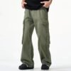 Multi-pocket Design Men's Army Green Cargo Pants Loose Straight | VaquitaRepublic