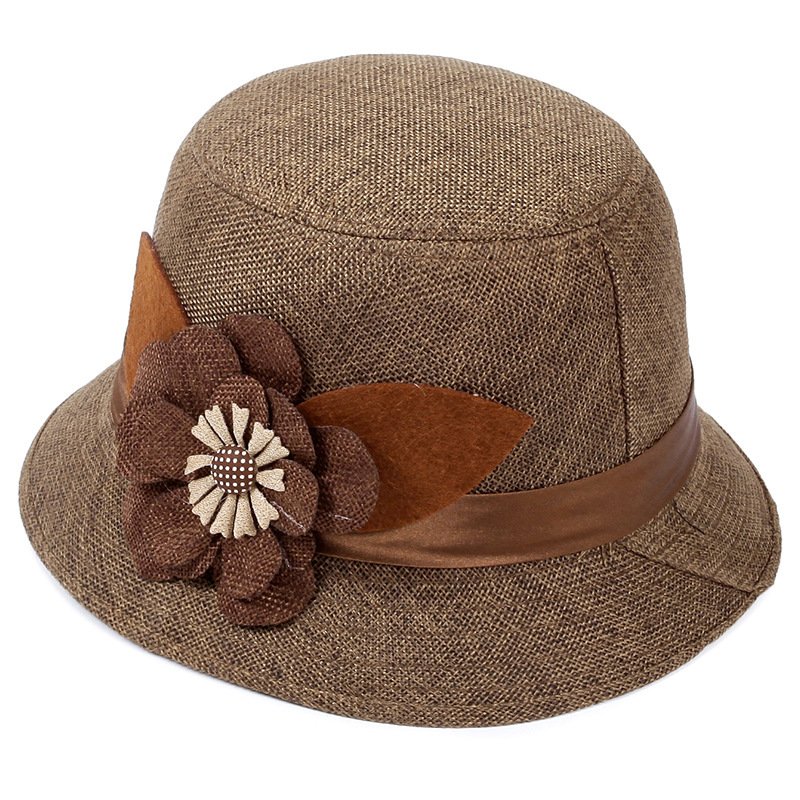 Middle-aged And Elderly Ladies Hats Hemp Bowl Hat | VaquitaRepublic
