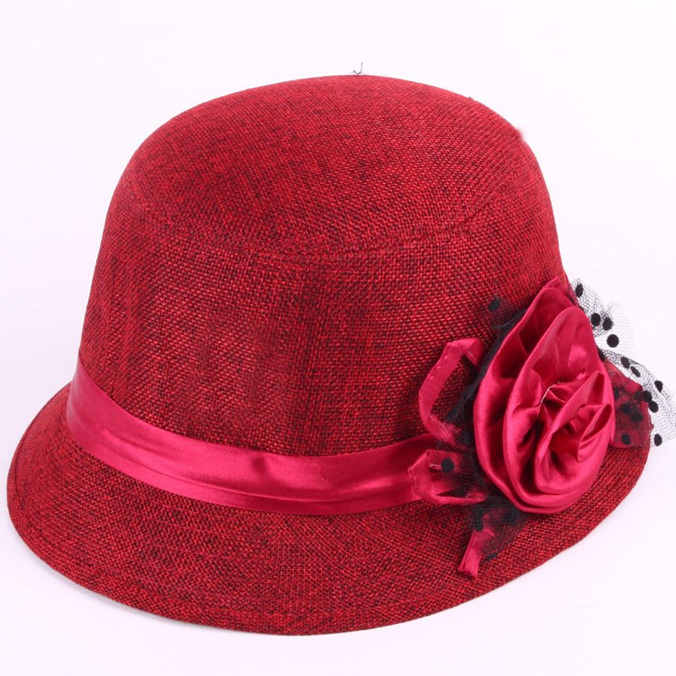 Middle-aged And Elderly Ladies Hats Hemp Bowl Hat | VaquitaRepublic