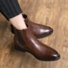 Fleece Leather Men's Fashion Trend Slip-on Ankle Boots | VaquitaRepublic