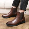 Fleece Leather Men's Fashion Trend Slip-on Ankle Boots | VaquitaRepublic