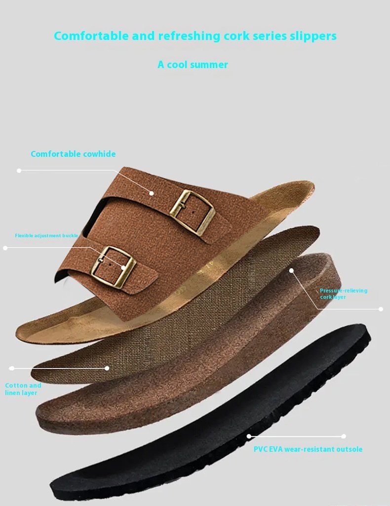 Double-breasted Cork Suede Sandals | VaquitaRepublic