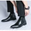 High-top Leather Shoes Men's Side Zipper British Working Wear Ankle Boots | VaquitaRepublic