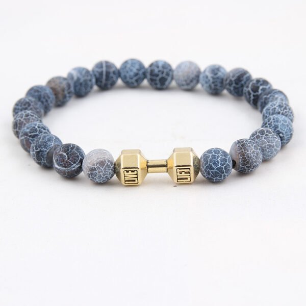 Weathered Agate Volcanic Frosted Beaded Dumbbell Bracelet | VaquitaRepublic