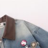 European And American Fashion Loose Contrast Color Lapels Washed And Worn Denim Jacket | VaquitaRepublic